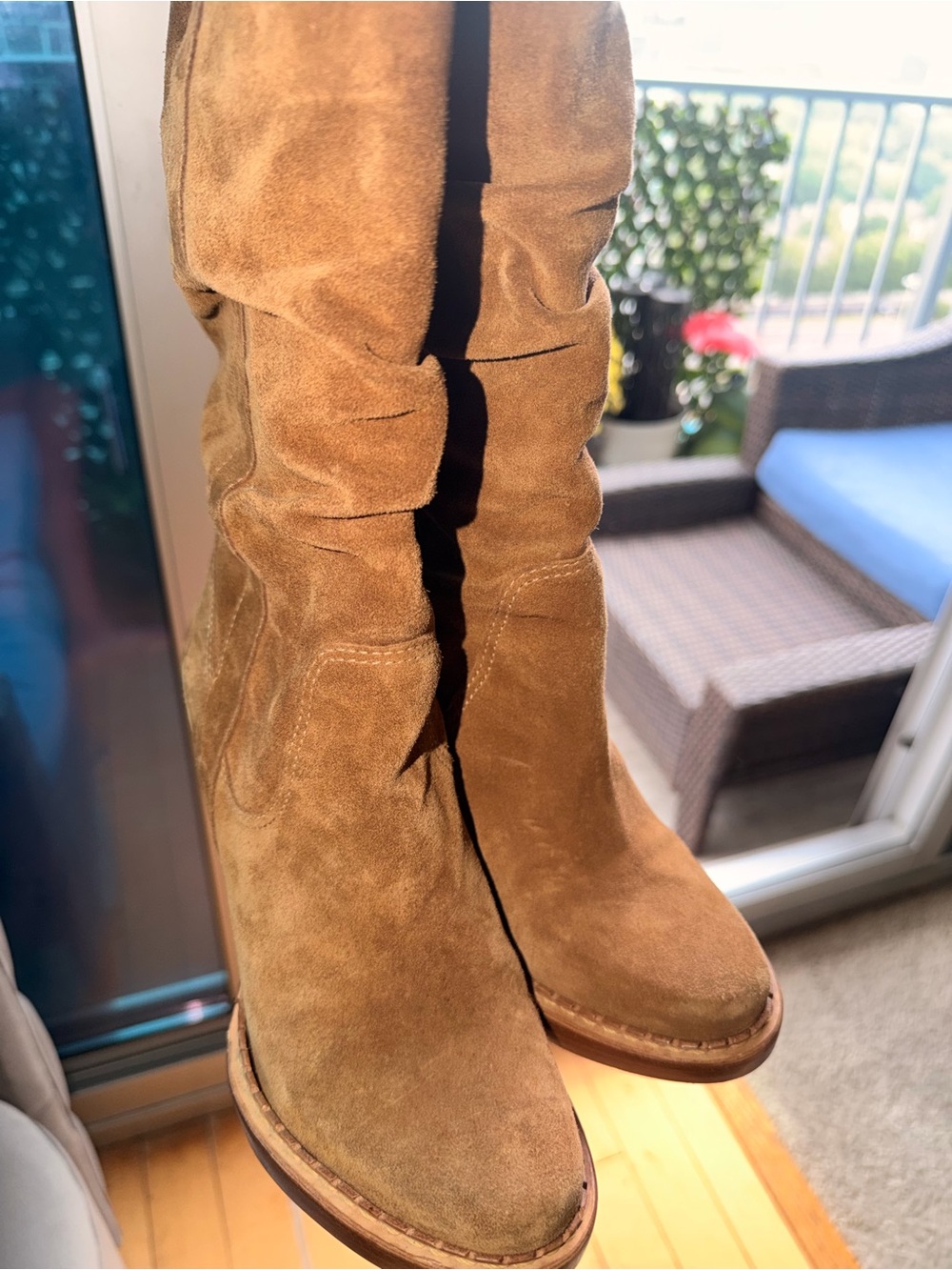 Michael Kors Tan Suede genuine luggage Leather Boots - Classic Heel - Picture 7 of 10